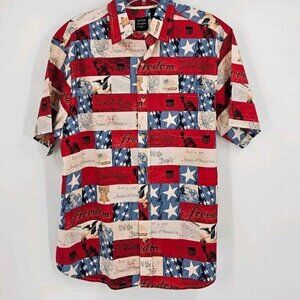 Cotton Traders Sport Mens Sz M USA Patriotic July 4th Freedom Button Front Shirt